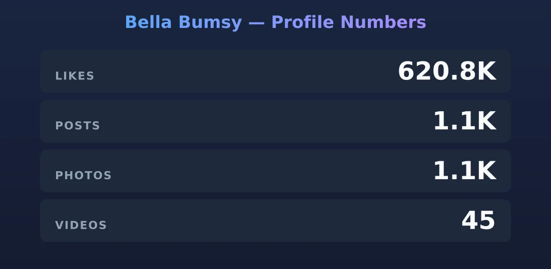 Bella Bumsy — content metrics
