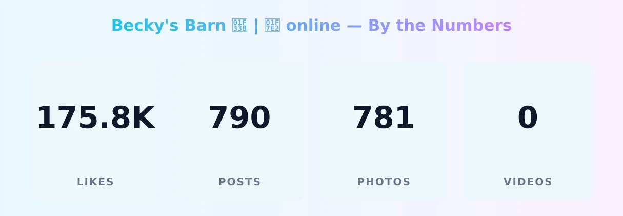 Becky's Barn 🌻 | 🟢 online — content metrics