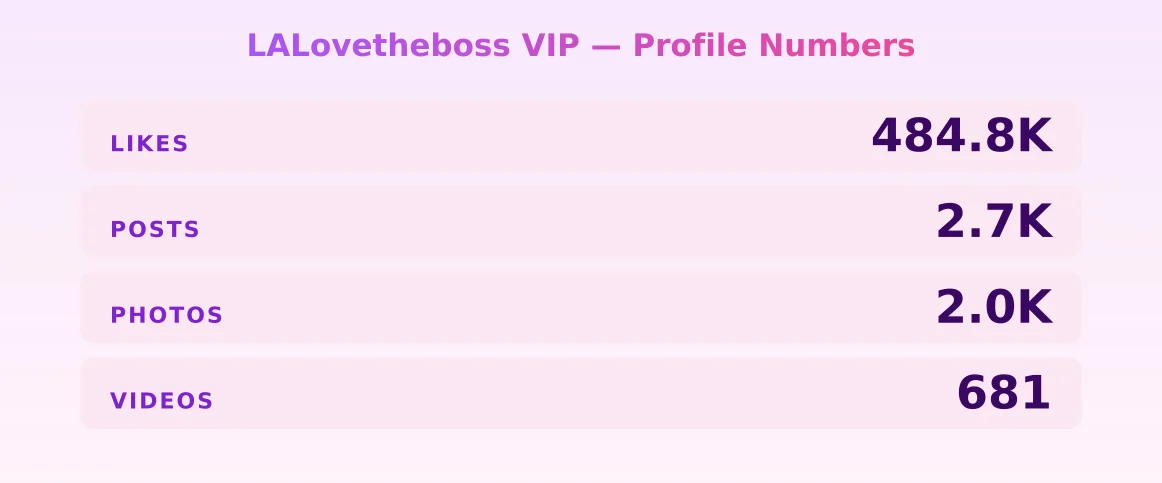 LALovetheboss VIP — content metrics