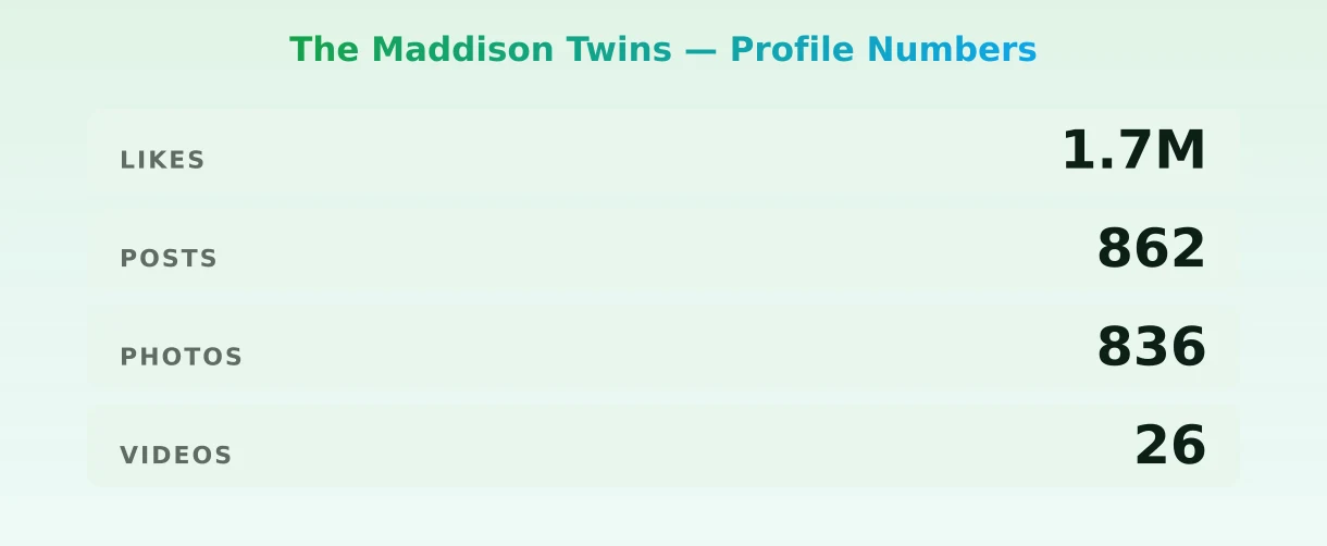 The Maddison Twins — content metrics