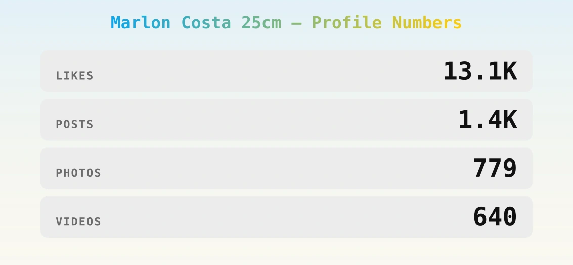 Marlon Costa 25cm — content metrics