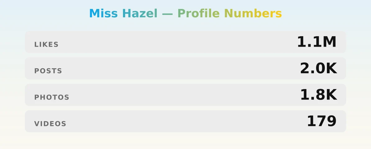 Miss Hazel — content metrics