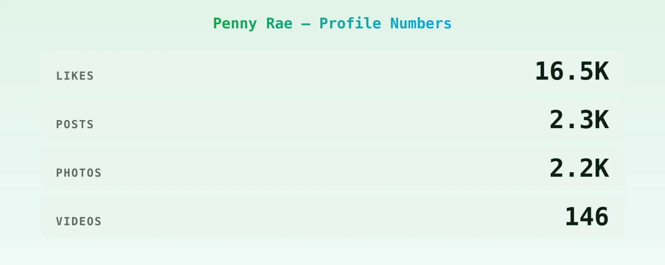 Penny Rae — content metrics