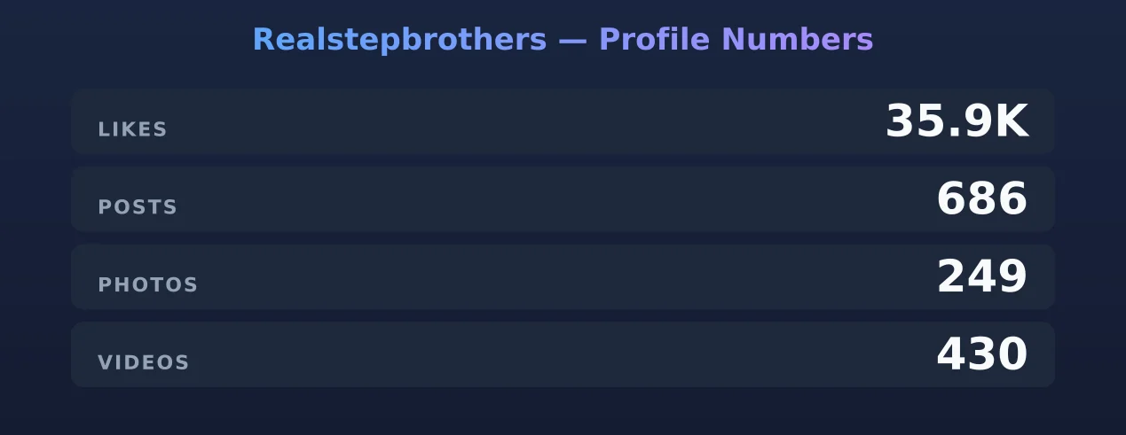 Realstepbrothers — content metrics