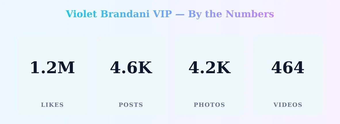 Violet Brandani VIP — content metrics
